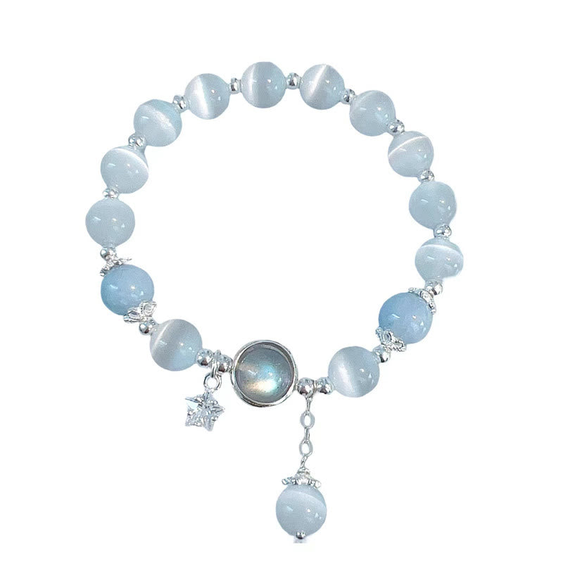 Braccialetto di supporto con ciondolo a forma di stella a forma di farfalla, pietra di luna e occhio di gatto Buddha Stones - image 16