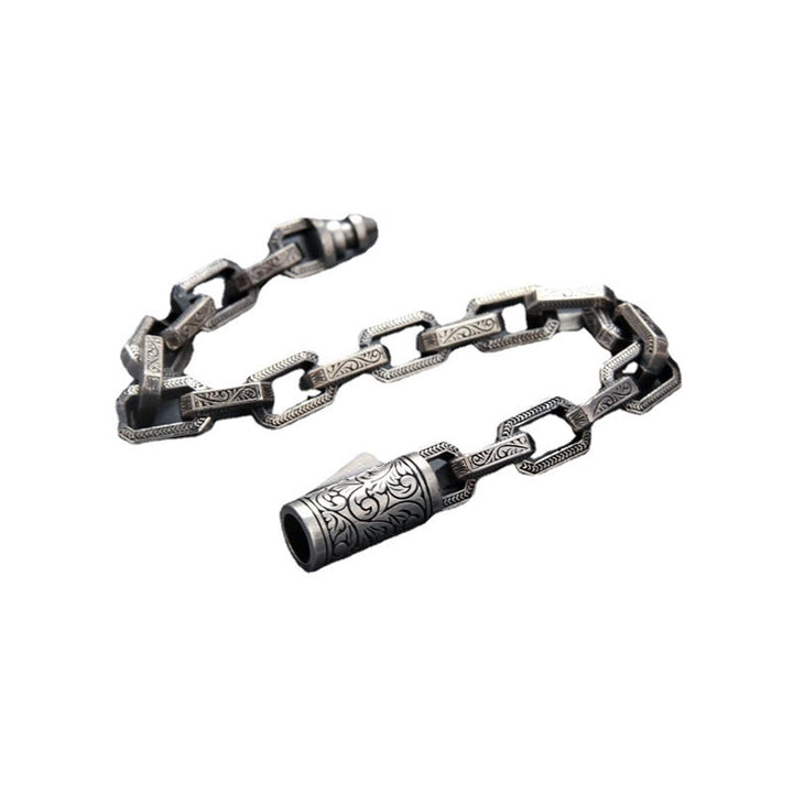 Braccialetto energetico della fortuna inciso con motivo floreale della dinastia Tang vintage Buddha Stones
