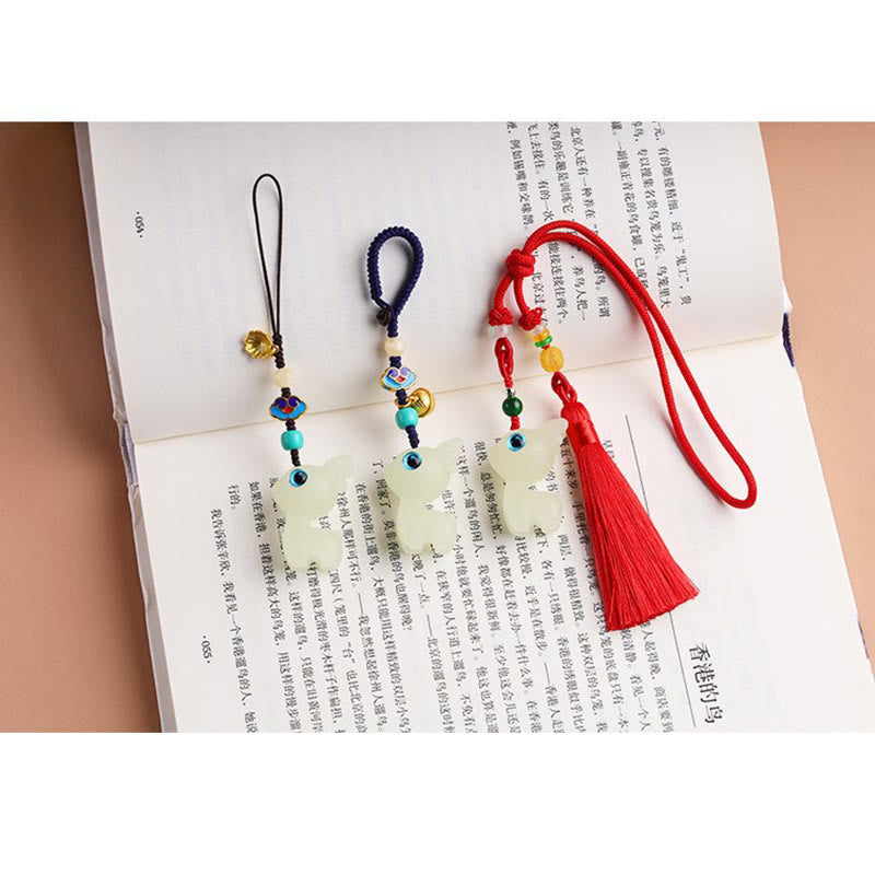 Buddha Stones Mini Carino Cervo Pietra luminosa Cervo portafortuna Energia Portachiavi Telefono Auto Decorazione appesa