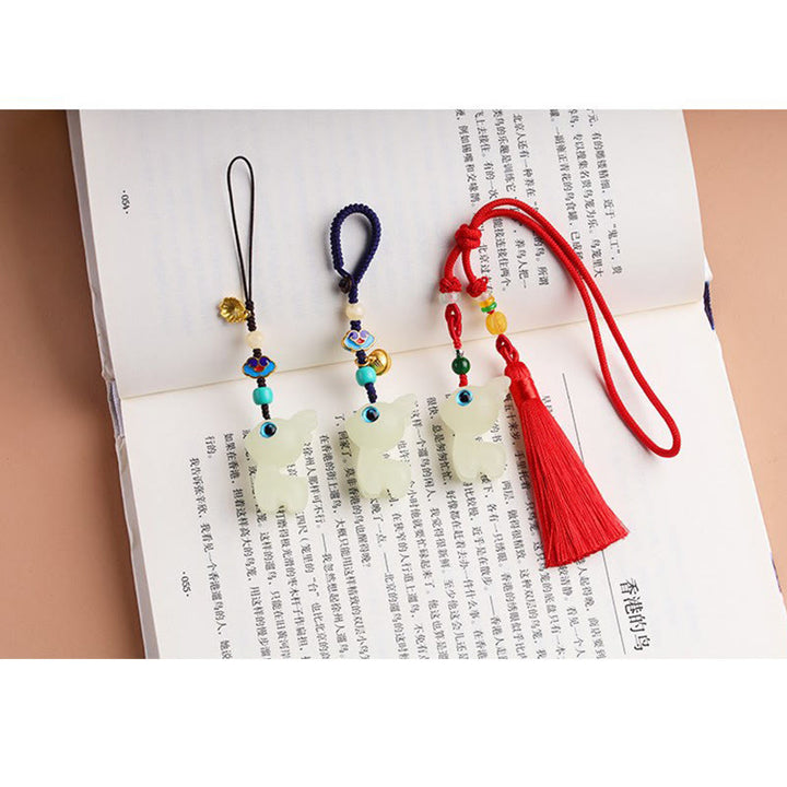 Buddha Stones Mini Carino Cervo Pietra luminosa Cervo portafortuna Energia Portachiavi Telefono Auto Decorazione appesa