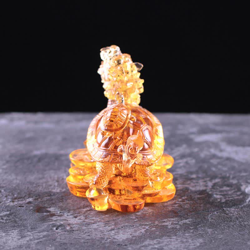 Buddha Stones Feng Shui Drago Tartaruga Monete Fatto a Mano Cristallo Liuli Fortuna Pezzo d'Arte Decorazione per Casa Ufficio - image 17