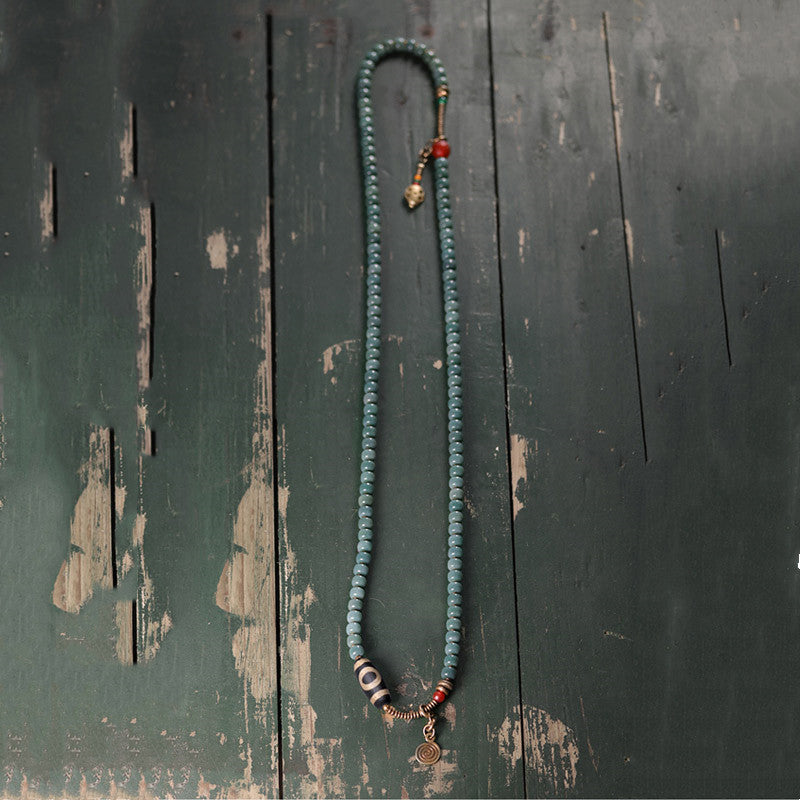 Buddha Stones 108 Mala Beads Bodhi Seed Dzi Bead Wisdom Bracciale