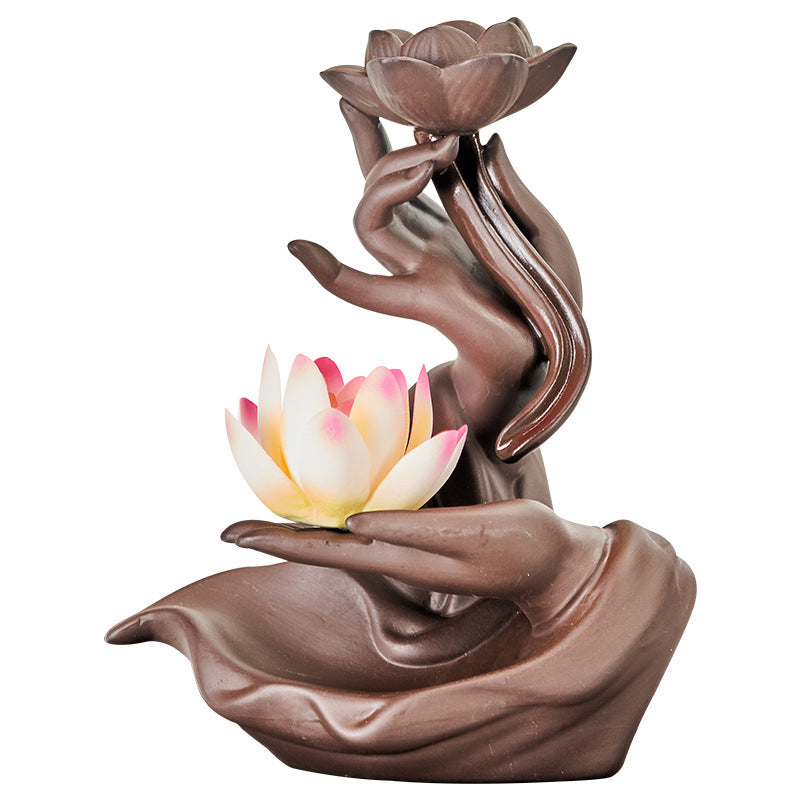 Buddha Stones Lotus Bergamotto Bruciatore di incenso curativo