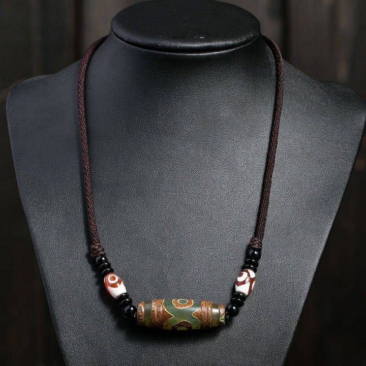 Buddha Stones Collana di perline tibetane Dzi a nove occhi con cordino protettivo - image 6