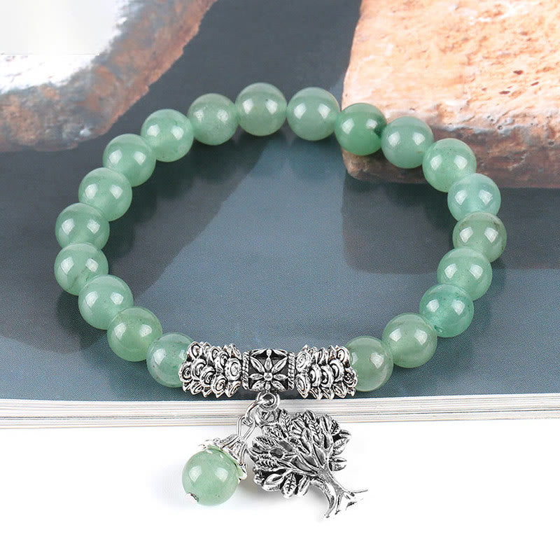 Braccialetto elastico portafortuna con albero della vita in pietra preziosa naturale Buddha Stones