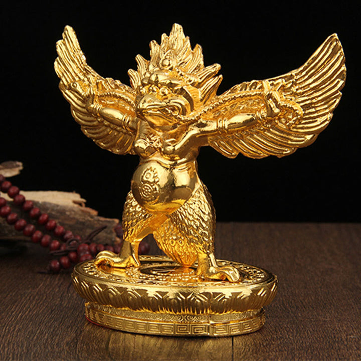 Decorazione per la casa in lega di protezione per uccelli Garuda in oro tibetano - image 5