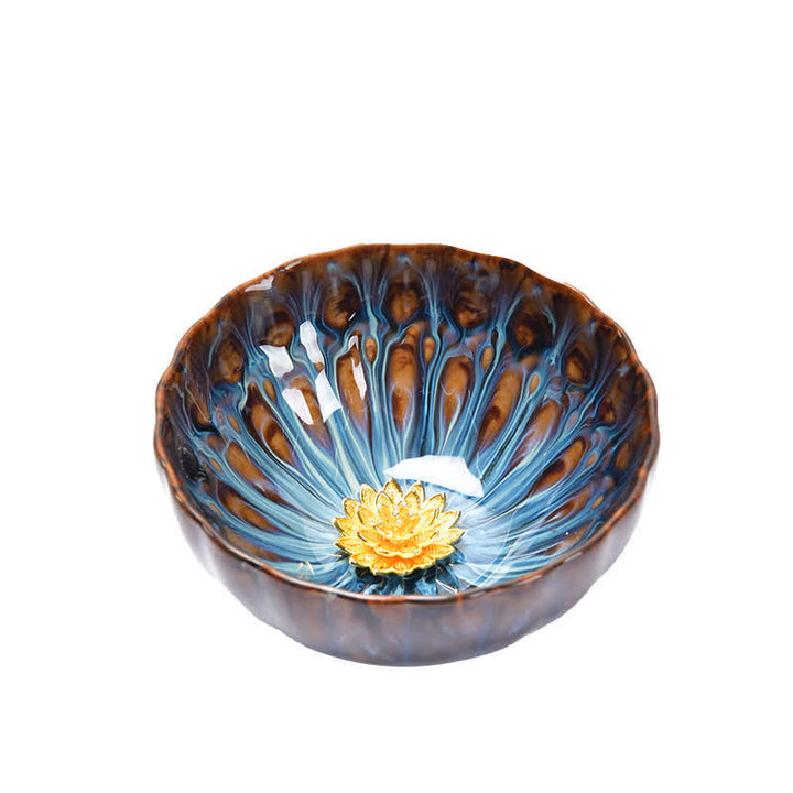 Buddha Stones Lotus Pavone Drago Fenice Koi Pesce Tazza da tè in ceramica Tazze da tè intarsiate 120ml - image 10