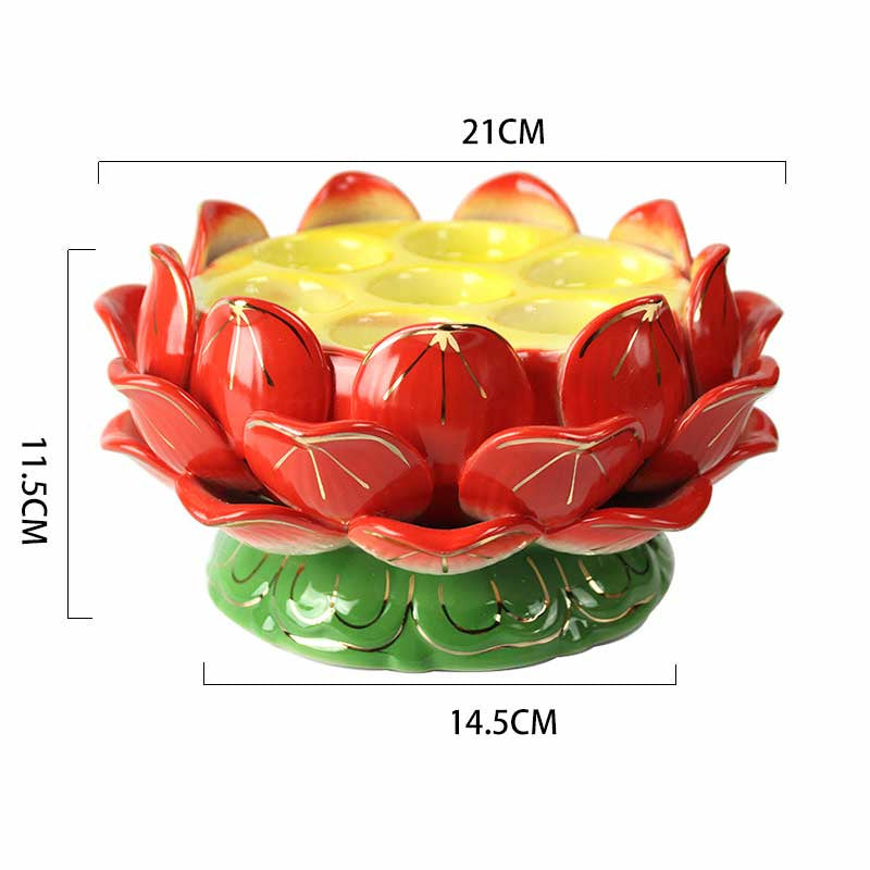 Buddha Stones Meditazione Preghiera Altare Fiore di Loto Portacandele Tempio Buddista Rituali Usa Articoli - Portacandele in ceramica Lotus - image 9