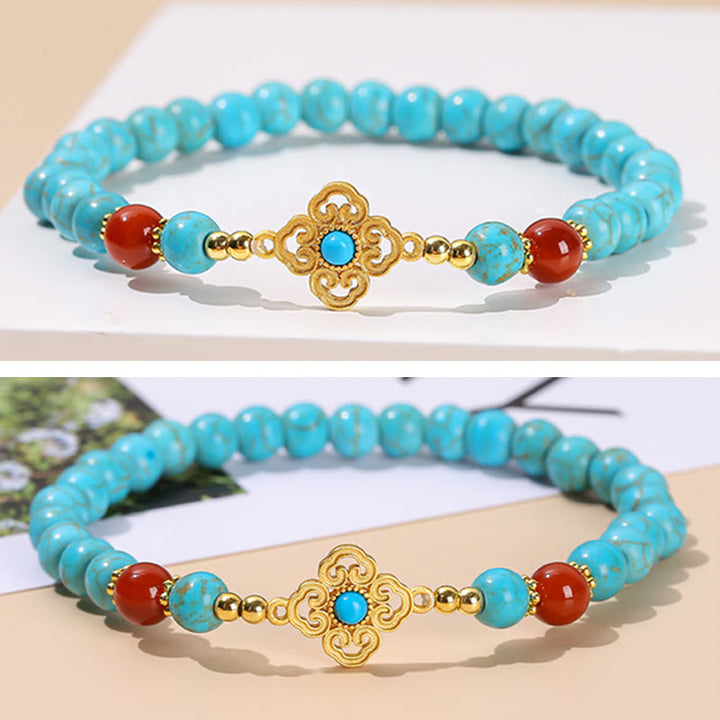 Braccialetto di protezione dell'equilibrio con perline turchesi Buddha Stones