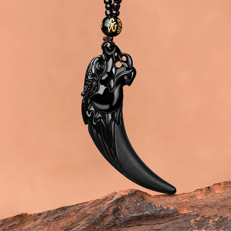 Collana con ciondolo di protezione con motivo a dente di drago dello zodiaco cinese in giada nera naturale Buddha Stones - image 5