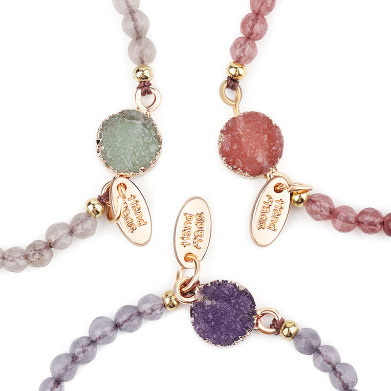 Braccialetto di guarigione fortunato con ciondolo di cristallo naturale Buddha Stones