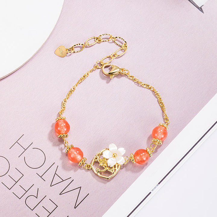 Braccialetto Buddha Stones Red Agate Tridacna Stone Flower Confidence