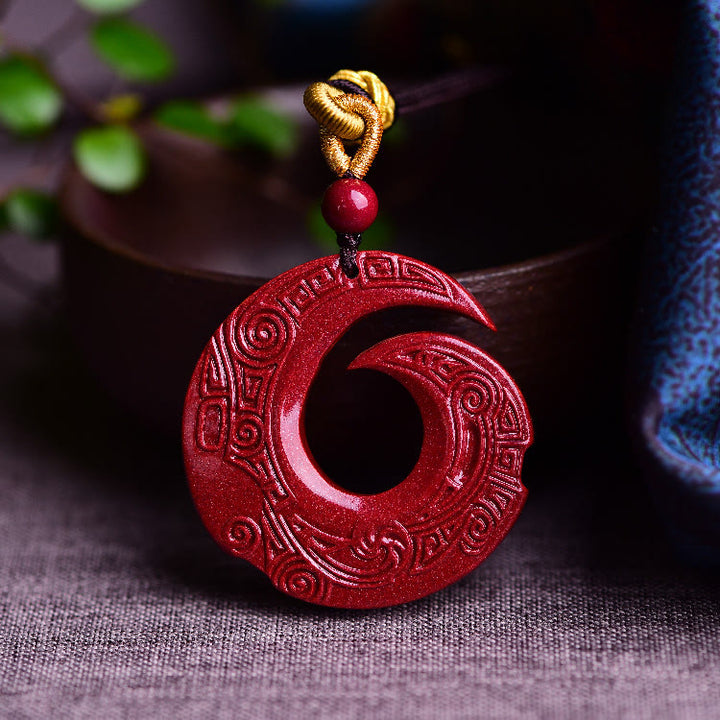 Buddha Stones La fortuna di una persona migliora il design del modello Collana con ciondolo di benedizione in cinabro naturale