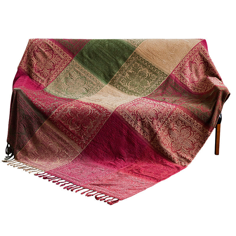 Coperta tinta a mano con motivo floreale multicolore tibetano Buddha Stones