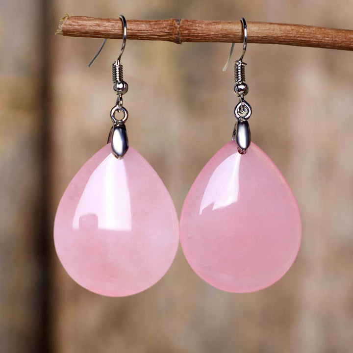 Buddha Stones Orecchini pendenti curativi in ​​avventurina naturale - Cristallo rosa - image 6