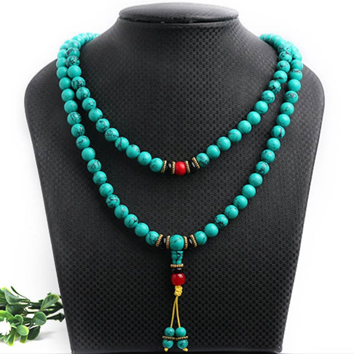 Bracciale Mala di guarigione in turchese tibetano Buddha Stones