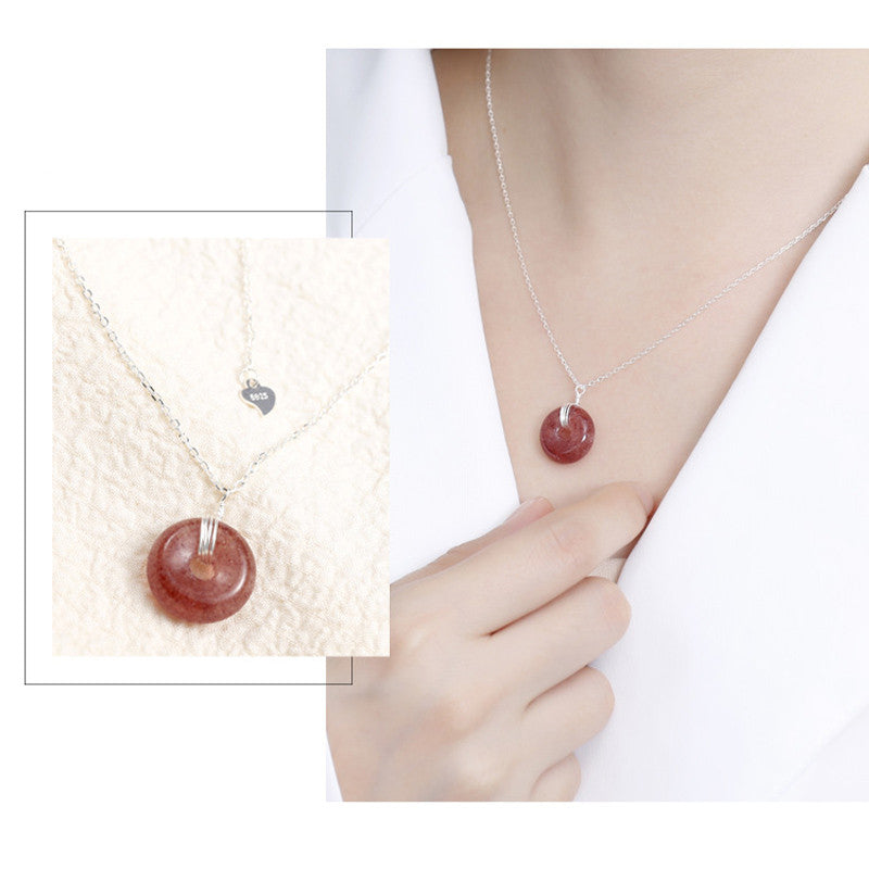 Collana positiva di guarigione al quarzo fragola in argento sterling 925 Buddha Stones - image 10