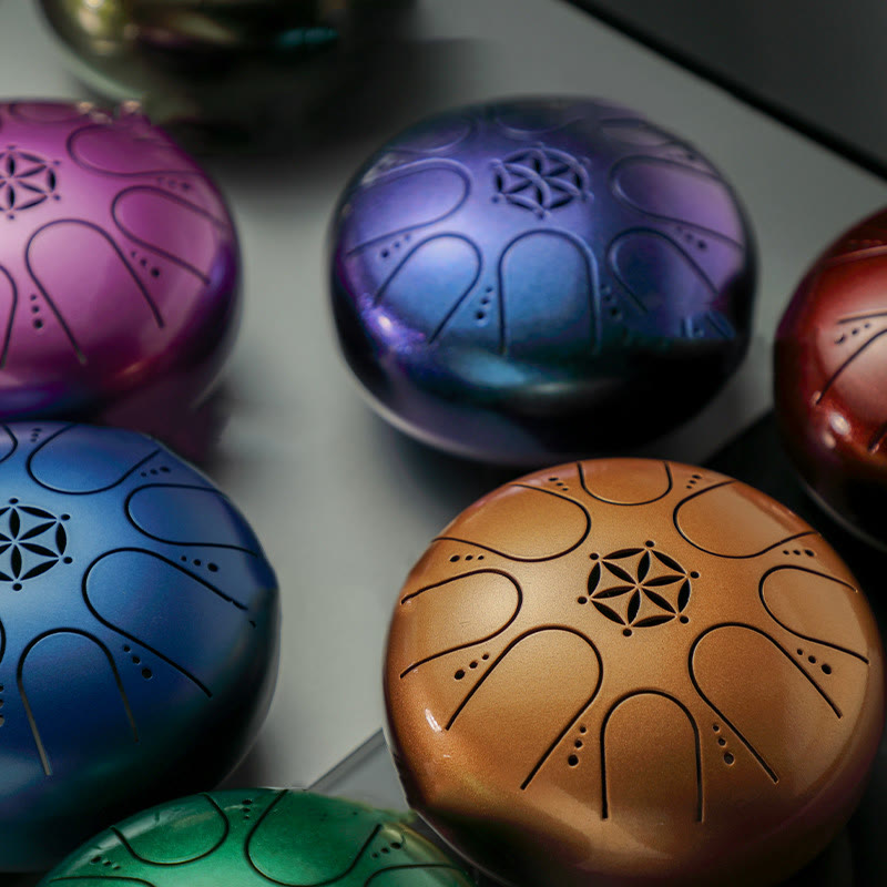 Buddha Stones Steel Tongue Drum Sound Healing Meditazione Yoga Drum Kit 8 Note 5 Pollici con Borsa per il Trasporto