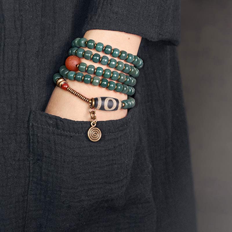 Buddha Stones 108 Mala Beads Bodhi Seed Dzi Bead Wisdom Bracciale