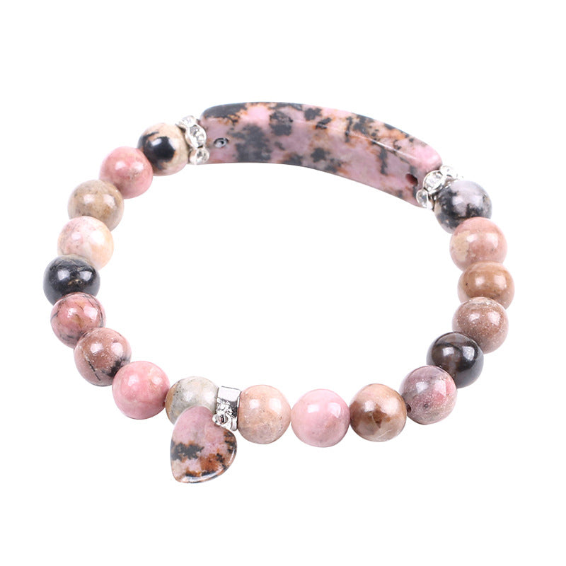 Braccialetto di perline curative con cuore d'amore e rodonite Buddha Stones
