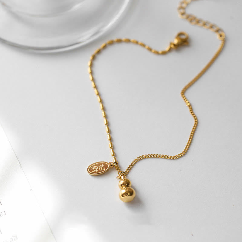 Cavigliera con fibbia della ricchezza e design a zucca portafortuna in rame placcato oro 18k Buddha Stones - image 3