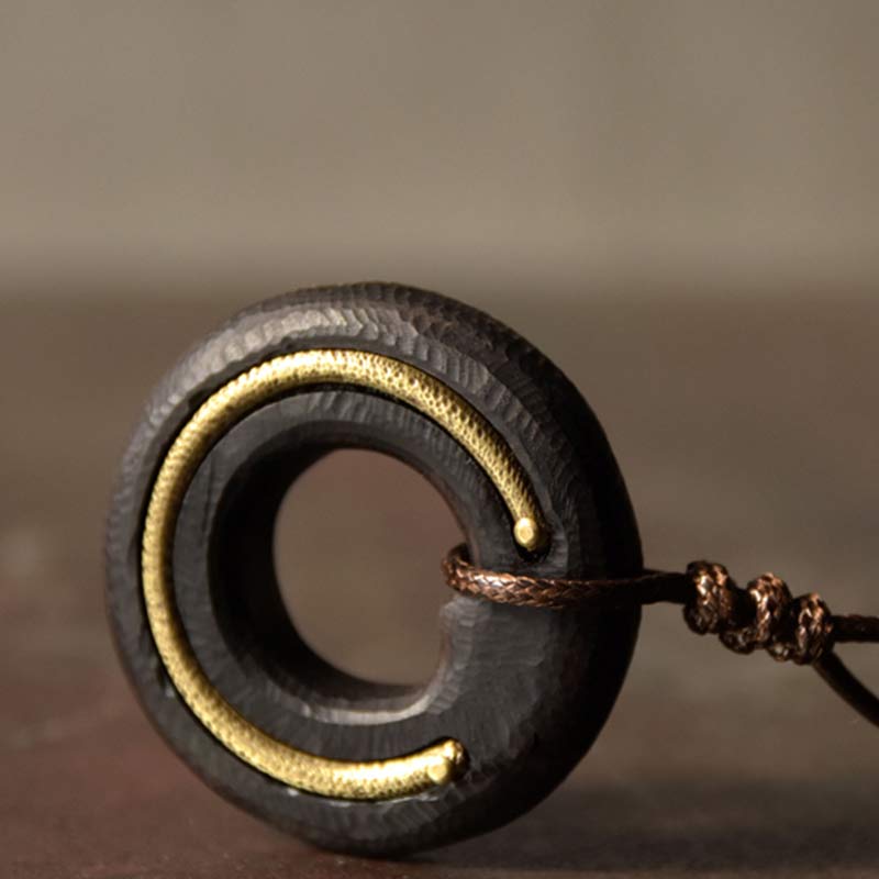 Collana con ciondolo in legno di ebano, cerchio zen, Buddha Stones , pace e calma - image 13