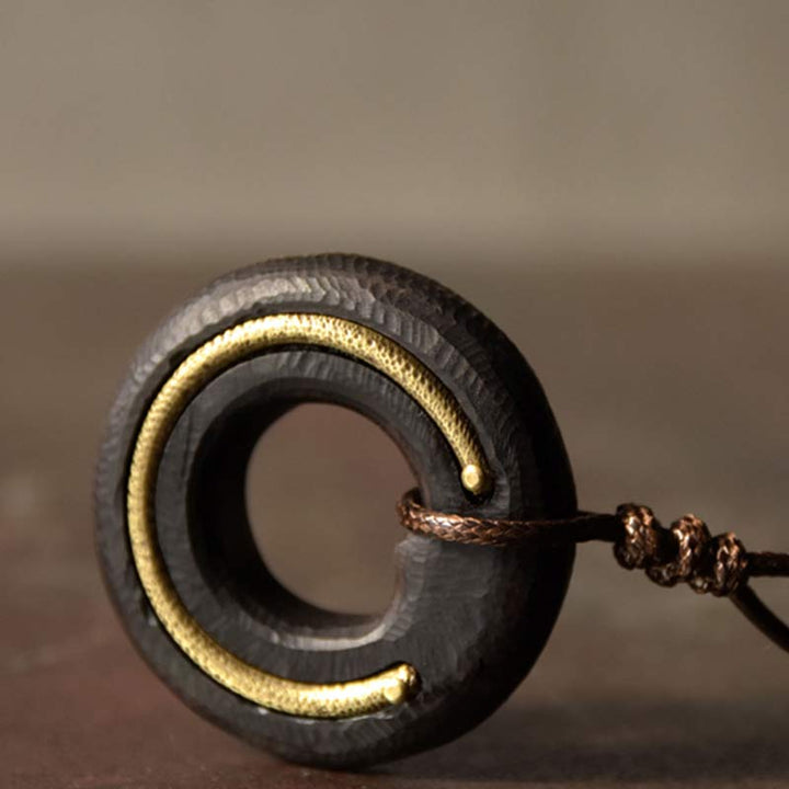 Collana con ciondolo in legno di ebano, cerchio zen, Buddha Stones , pace e calma - image 13