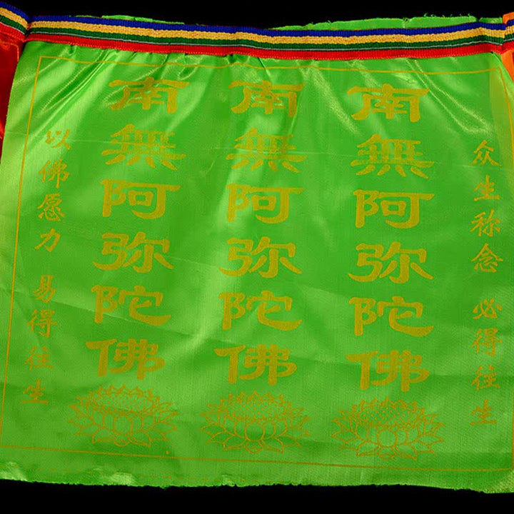Buddha Stones Bandiera di preghiera tibetana a 7 colori con cavallo a vento e loto di buon auspicio per esterni, 21 pezzi. - image 19