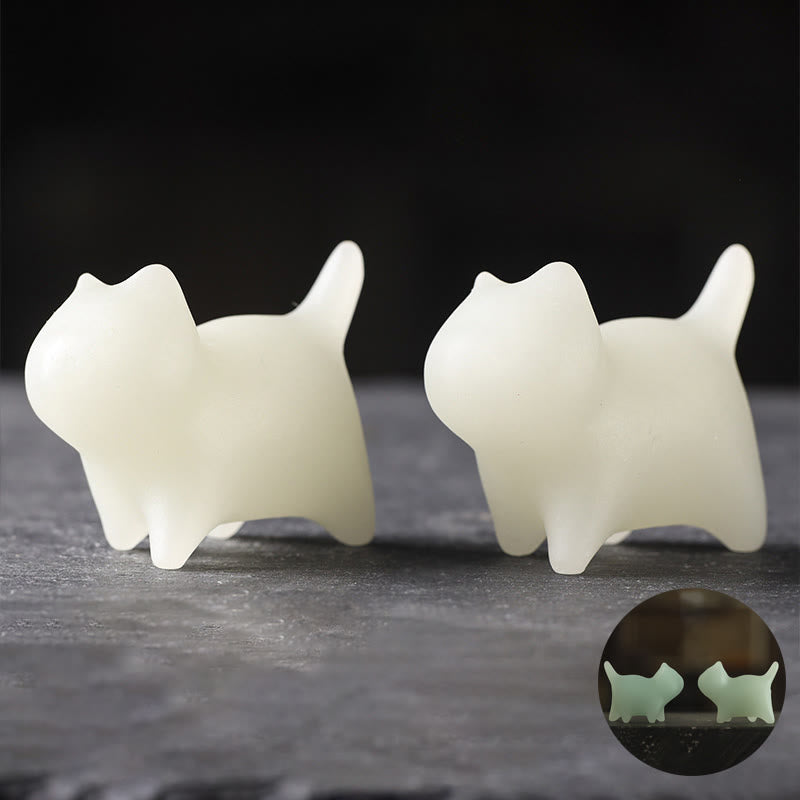 Buddha Stones 2 pezzi Mini carino gatto Glowstone luminoso gatto fortunato decorazione energetica - 4,4*3,5*2,3 cm (2 pezzi gatto) - image 0