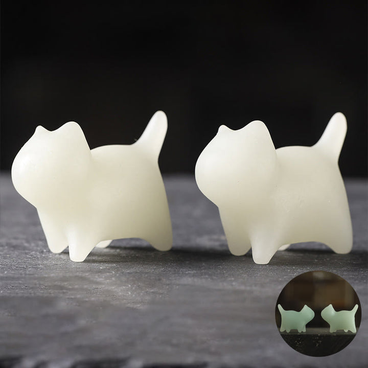 Buddha Stones 2 pezzi Mini carino gatto Glowstone luminoso gatto fortunato decorazione energetica - 4,4*3,5*2,3 cm (2 pezzi gatto) - image 0