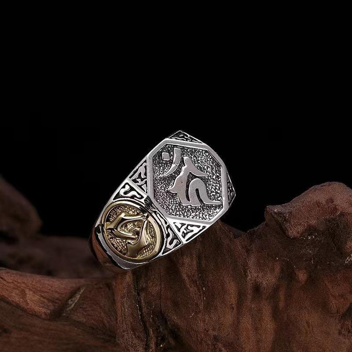 Anello regolabile con protezione intagliata in argento sterling 925 con design sanscrito Buddha Stones - Anello sanscrito (regolabile) - image 0