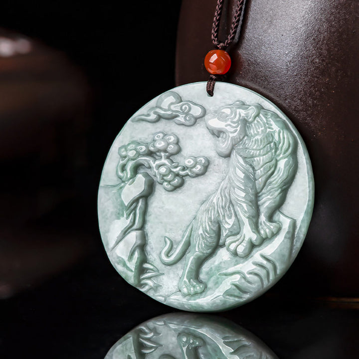 Collana con ciondolo a corda con tigre in giada e pietre Buddha Stones, zodiaco cinese - image 7