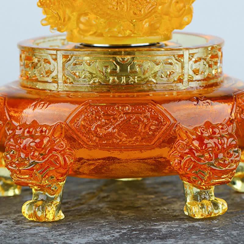 Buddha Stones Feng Shui Drago di buon auspicio Cristallo Liuli fatto a mano Pezzo d'arte girevole Fortuna Decorazione per ufficio in casa - image 9