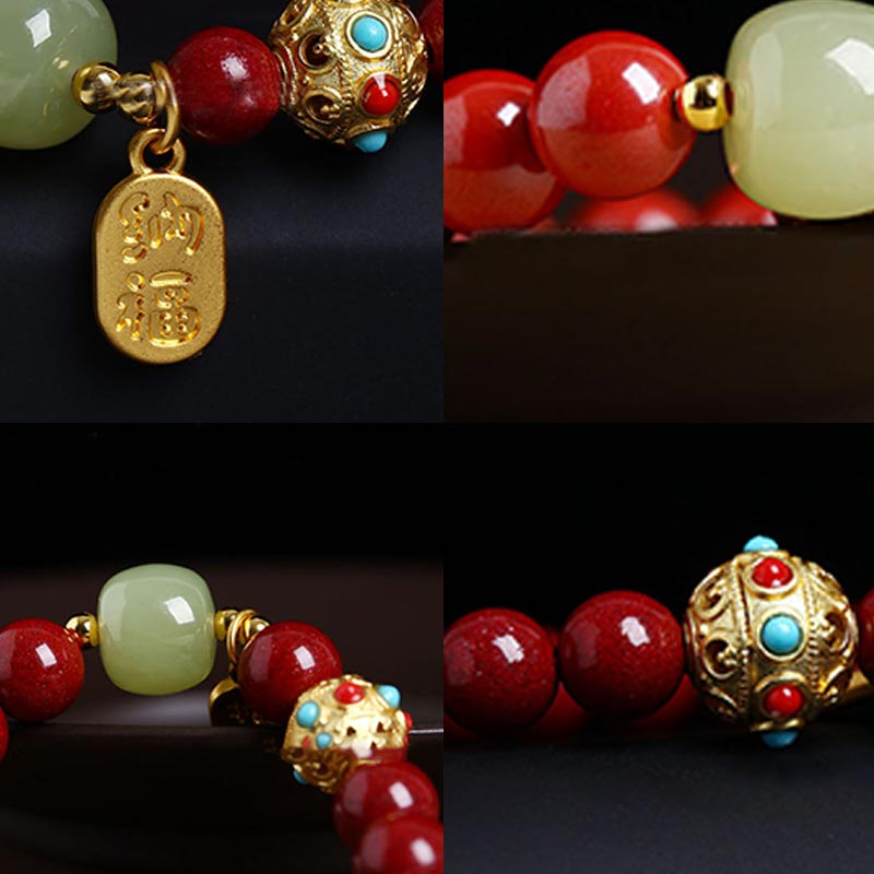 Braccialetto con ciondolo di protezione della fortuna in avventurina verde cinabro Buddha Stones