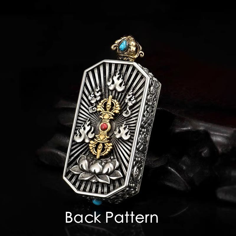 Buddha Stones Tibetano Om Mani Padme Hum Intagliato Dorje Vajra Girevole Loto Modello Purezza Corda Collana Pendente - image 1