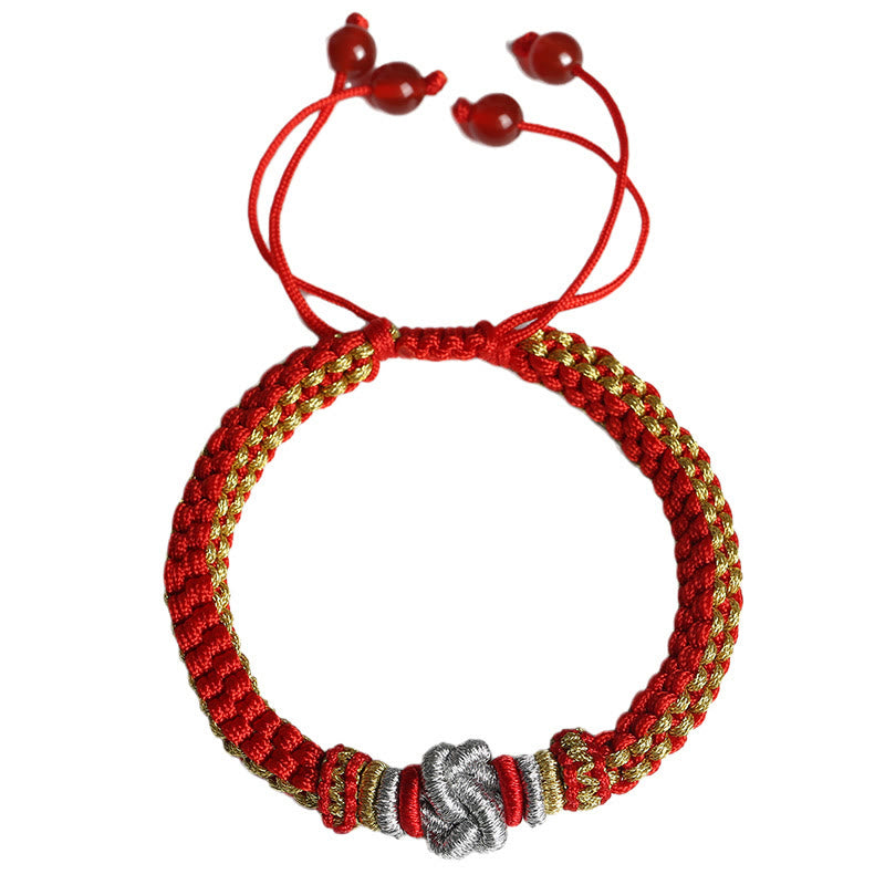Braccialetto fatto a mano con nodo d'amore vero e colorato in Buddha Stones, fortuna