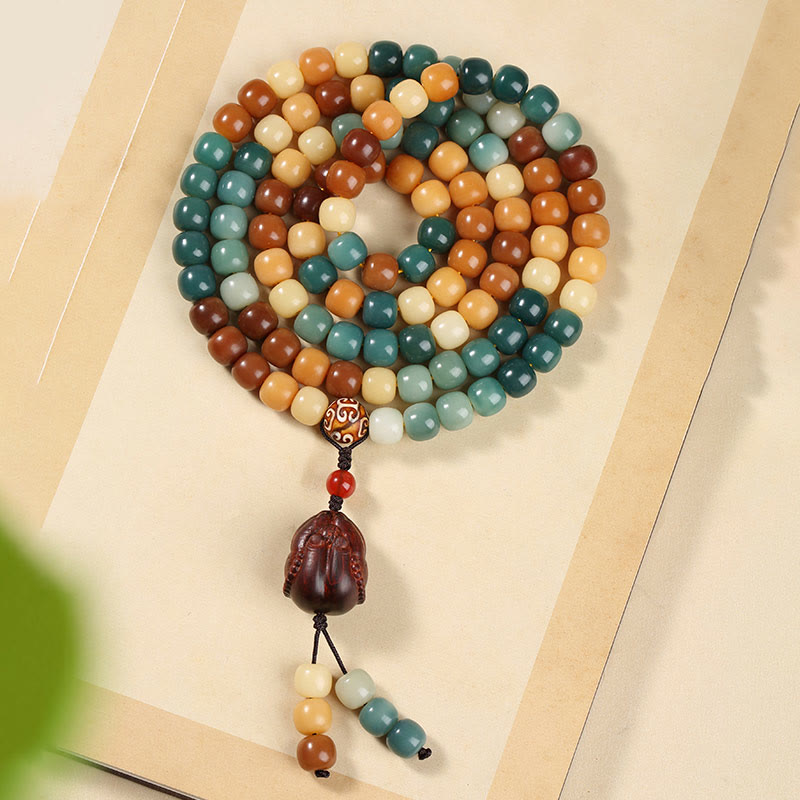 Braccialetto con ciondolo di pace e armonia, perline di loto Dzi, semi di Bodhi naturali , Buddha Stones
