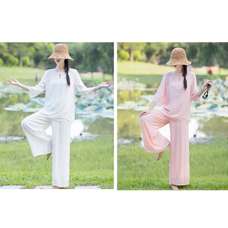 Completo da donna per Tai Chi, meditazione, preghiera, pratica spirituale zen mattutina. - image 22