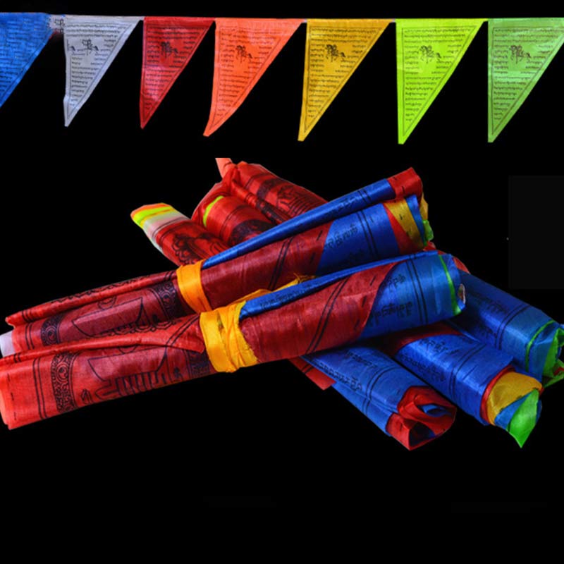Bandiere di preghiera triangolari tibetane per esterni, 25 pezzi, per decorazione. - 6 metri - image 0