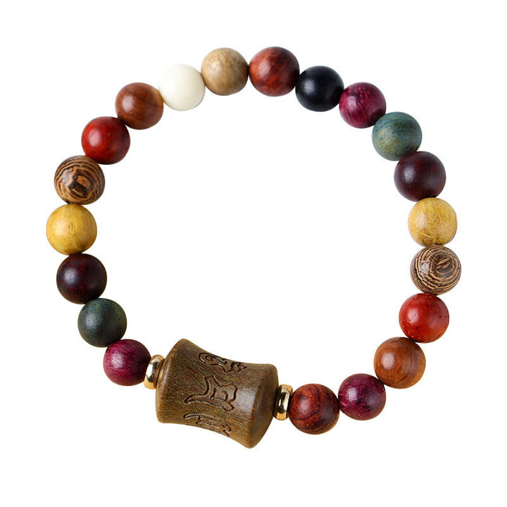 Braccialetto di protezione multicolore in legno di sandalo tibetano Om Mani Padme Hum