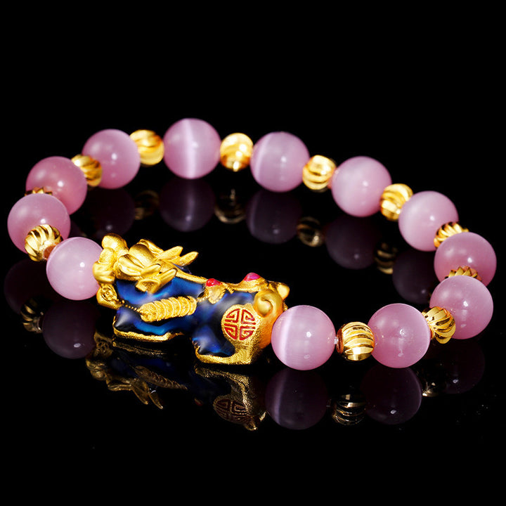 Braccialetto portafortuna Buddha Stones Pixiu Cat Eye