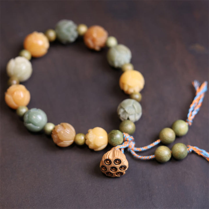 Braccialetto di armonia della saggezza del sandalo verde del seme di Bodhi Buddha Stones