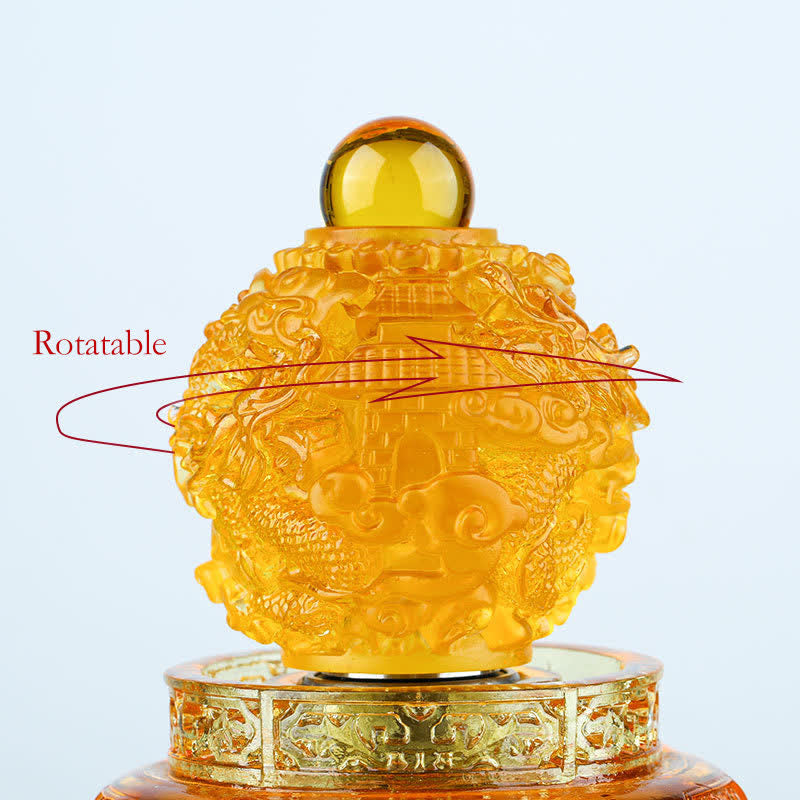 Buddha Stones Feng Shui Drago di buon auspicio Cristallo Liuli fatto a mano Pezzo d'arte girevole Fortuna Decorazione per ufficio in casa - image 7