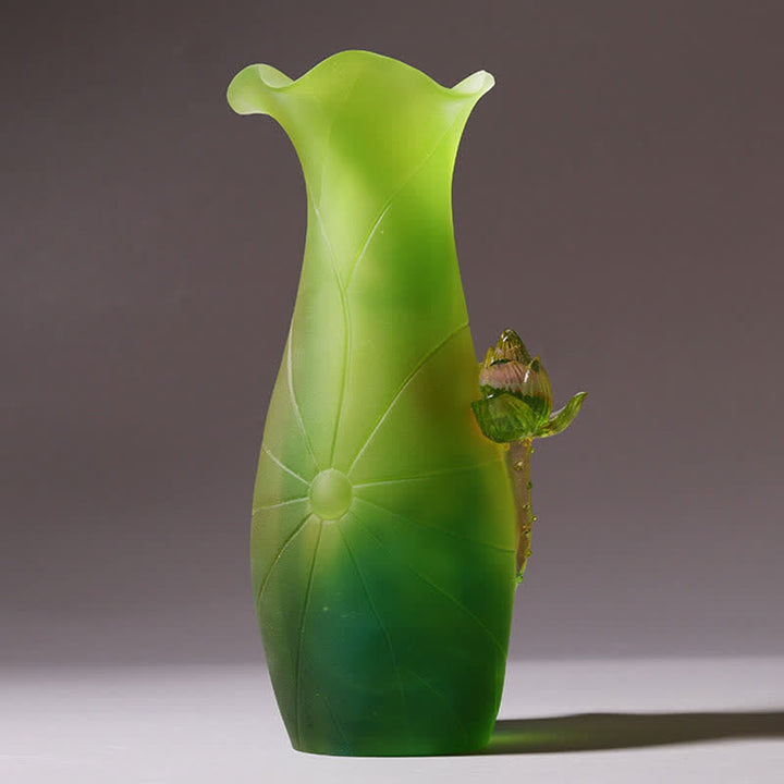 Feng Shui Lotus fatto a mano Liuli Crystal Art Piece Home Office Offerta Decorazione - image 10