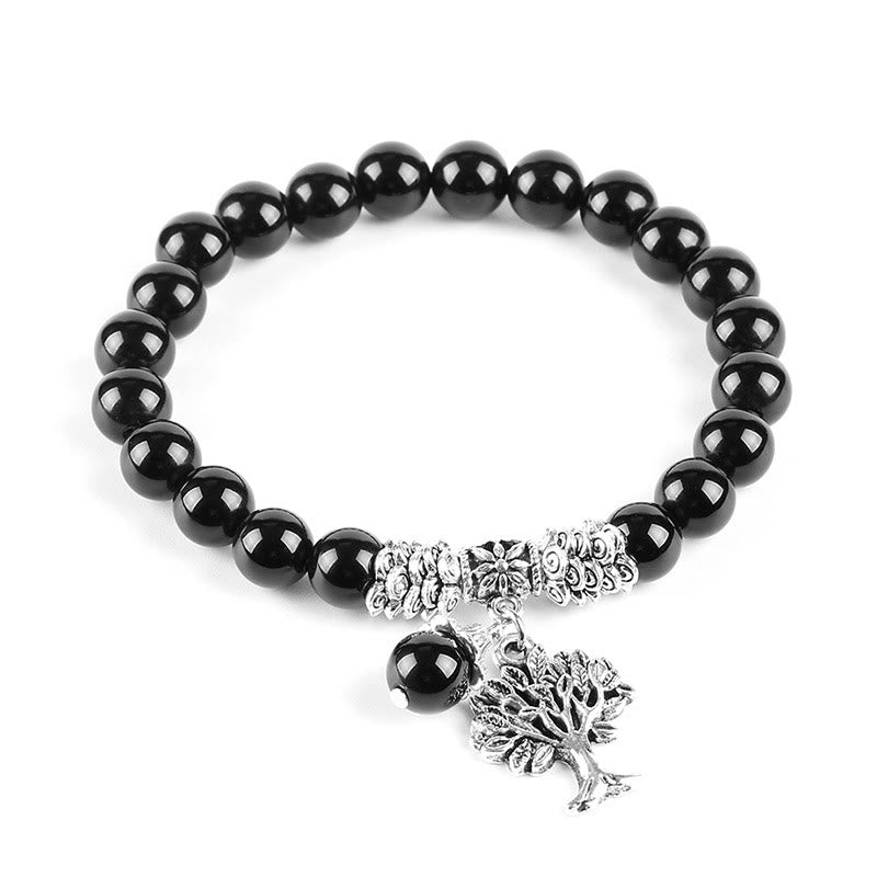 Braccialetto elastico portafortuna con albero della vita in pietra preziosa naturale Buddha Stones
