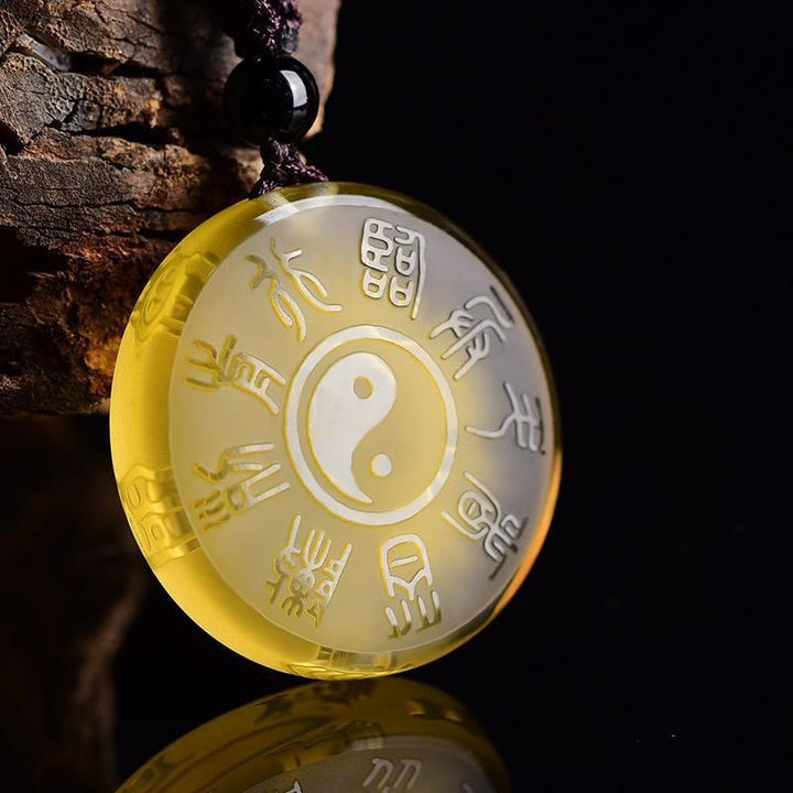 Buddha Stones Taoismo Cinque Montagne Sacre Simbolo Yin Yang Liuli Cristallo Equilibrio Collana Ciondolo Portachiavi - image 10