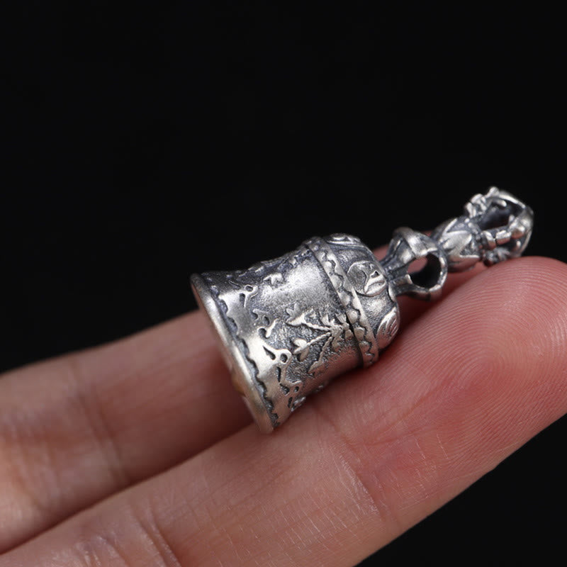 Buddha Stones Tibet 925 Sterling Silver Om Mani Padme Hum Dorje Campana Vajra Inciso Illuminazione Ciondolo Appeso Decorazione - image 17