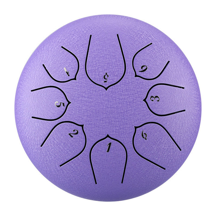 Buddha Stones Steel Tongue Drum Sound Healing Meditazione Lotus Pattern Drum Kit 8 Note Strumento a percussione da 6 pollici