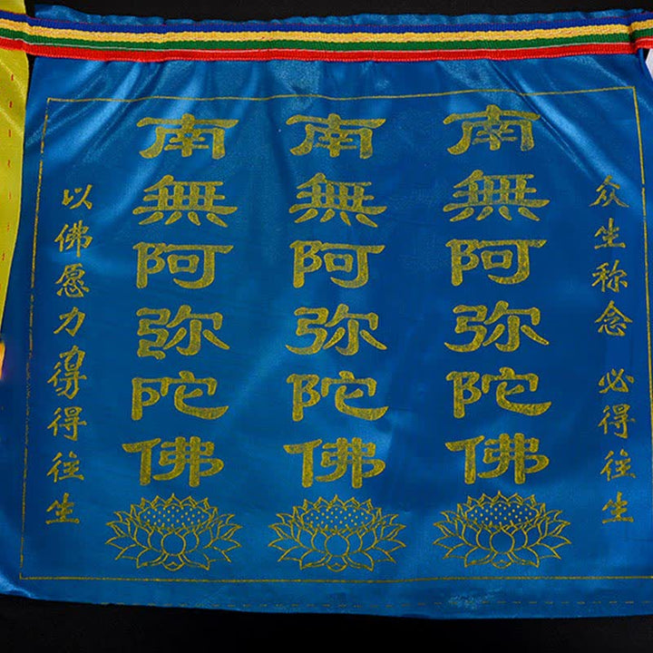 Buddha Stones Bandiera di preghiera tibetana a 7 colori con cavallo a vento e loto di buon auspicio per esterni, 21 pezzi. - image 21