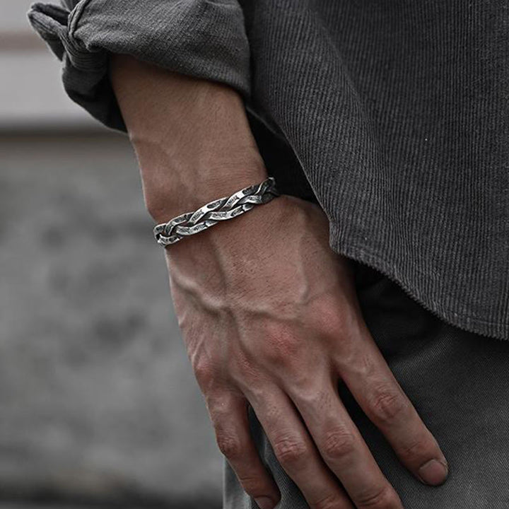 Bracciale rigido con Buddha Stones pesce koi con design intrecciato, fortuna e ricchezza